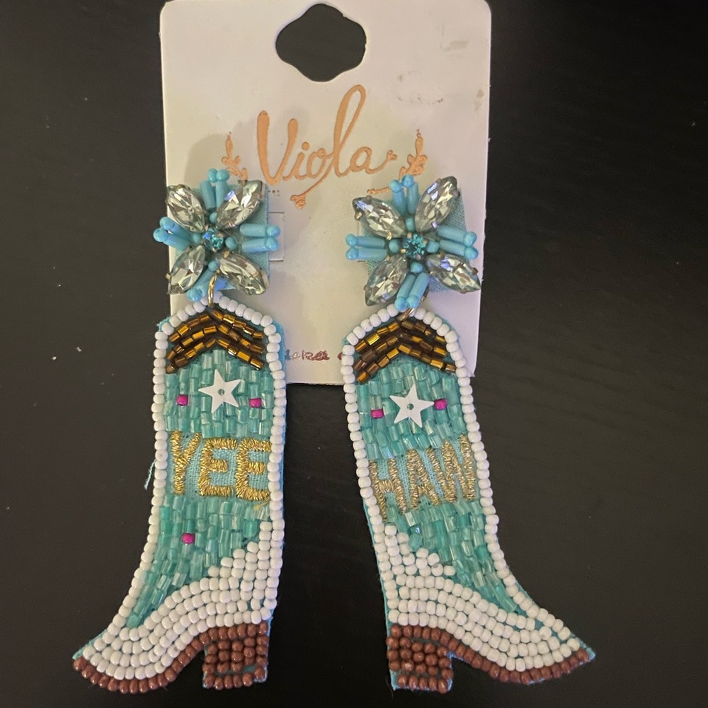 Viola Beaded Cowboy Boot Earrings